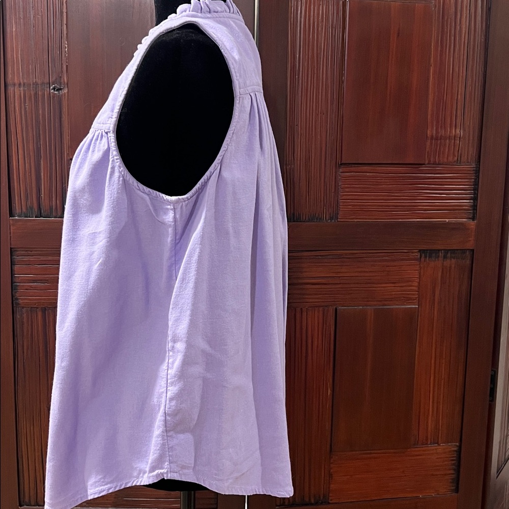 Sonoma Sleeveless Lavender Button-Front Ruffle Collar Top - Picture 3 of 7